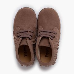 Stivaletti bambino pelle scamosciata frange punta tonda Taupe