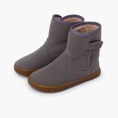 Stivaletti pelle barefoot pelliccia tipo agnello Grigio