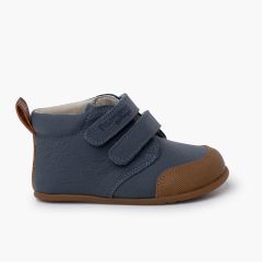 Stivaletti bambini barefoot pelle punta rinforzata Azzurro