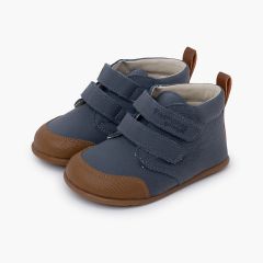 Stivaletti bambini barefoot pelle punta rinforzata Azzurro