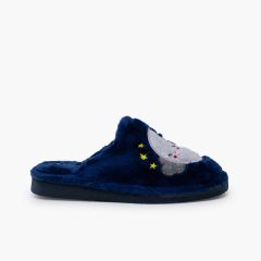 Pantofole zoccoli pelo luna taglie grandi Blu