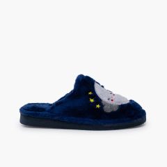Pantofole zoccoli pelo luna taglie grandi Blu