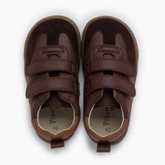 Sneakers Barefoot Bambini Bande Laterali Marrone