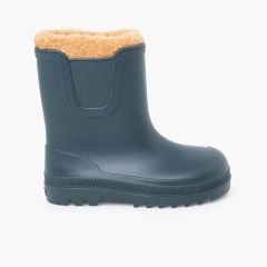 Stivali pioggia barefoot wide chelsea fodera tipo montone Grigio petrolio