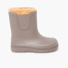 Stivali pioggia barefoot wide chelsea fodera tipo montone Taupe