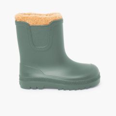 Stivali pioggia barefoot wide chelsea fodera tipo montone Verde