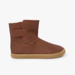 Stivali barefoot bambina pelle chiusura a strappo Cuoio