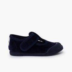Scarpe occhio di bue barefoot velluto punta gomma Blu
