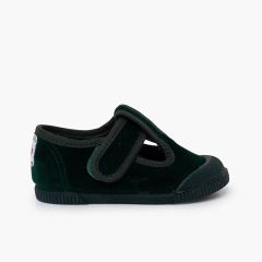 Scarpe occhio di bue barefoot velluto punta gomma Verde