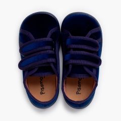 Sneakers barefoot velluto doppio strappo Blu