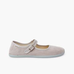 Ballerine con cinturino barefoot effetto suede fibbia donna Perla
