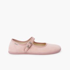 Ballerine con cinturino barefoot effetto suede fibbia donna Rosa