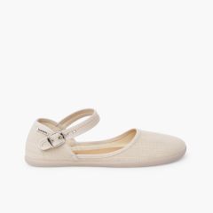Ballerine con cinturino scollate barefoot donna lino fine Sabbia