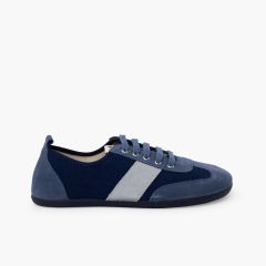 Sneakers barefoot tela e pelle scamosciata taglie grandi Azzurro