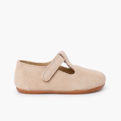 Scarpe occhio di bue barefoot camoscio bambino primi passi Beige