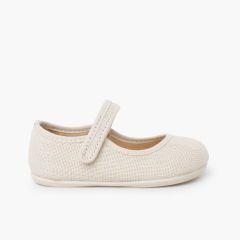 Ballerine con cinturino barefoot lino strappo Ecru