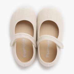 Ballerine con cinturino barefoot lino strappo Ecru