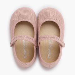 Ballerine con cinturino barefoot lino strappo Rosa pallido