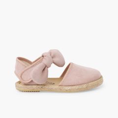 Espadrillas bambina fiocco effetto camoscio Nude