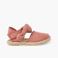 Espadrillas bambina fiocco effetto camoscio Rosa pallido