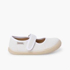 Ballerine con cinturino Bambina Barefoot Luccicanti Bianco