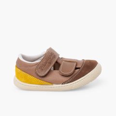 Sandali barefoot pelle bambini doppia chiusura Terra