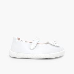 Ballerine con cinturino barefoot pelle fiocco Bianco