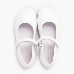 Ballerine con cinturino Blanditos Cerimonia finitura opaca Bianco