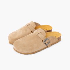 Zoccoli bio donna pelle scamosciata Beige
