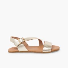 Sandali barefoot fascia incrociata Champagne