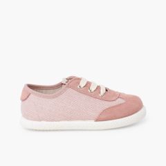 Sneakers combinate scamosciato lacci Rosa