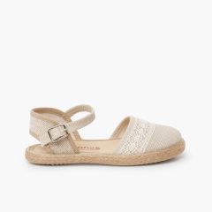 Espadrillas cerimonia lino pizzo a tombolo Ecru