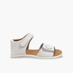 Sandali barefoot bambina fascia a strappo cuore Bianco