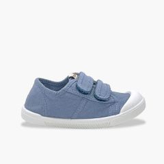 Sneakers barefoot tela lavata a strappo Azzurro