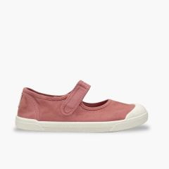 Ballerine con cinturino barefoot tela lavata bambina Rosa