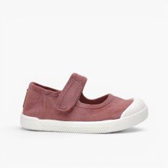 Ballerine con cinturino barefoot tela lavata bambina Rosa