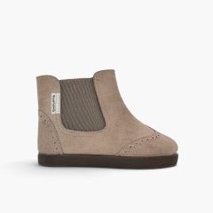 Stivaletti barefoot bambina dettagli brogue Taupe