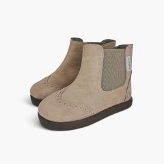 Stivaletti barefoot bambina dettagli brogue Taupe