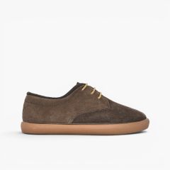 Blucher bambini pelle scamosciata collarino lacci Marrone
