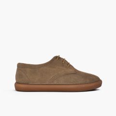 Blucher bambini pelle scamosciata collarino lacci Taupe