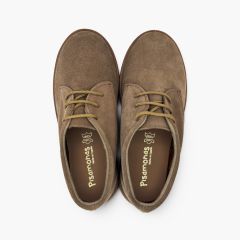 Blucher bambini pelle scamosciata collarino lacci Taupe