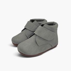 Stivaletti polacchine barefoot bambini effetto pelle Grigio