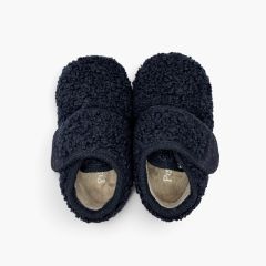 Pantofole stivaletto barefoot effetto montone Blu