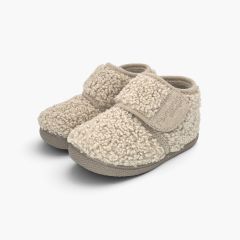 Pantofole stivaletto barefoot effetto montone Beige