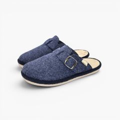 Pantofole sabot flessibili feltro fibbia Blu