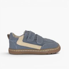 Sneakers barefoot effetto nabuk decorazione laterale Azzurro Piombo