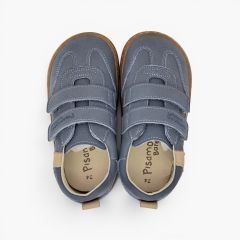 Sneakers barefoot effetto nabuk decorazione laterale Azzurro Piombo