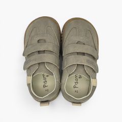 Sneakers barefoot effetto nabuk decorazione laterale Taupe