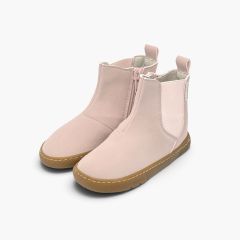 Stivaletti barefoot effetto pelle martellata elastici e suola miele Rosa