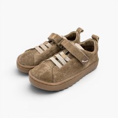 Sneakers Blanditos camoscio chiusura combinata primi passi visone